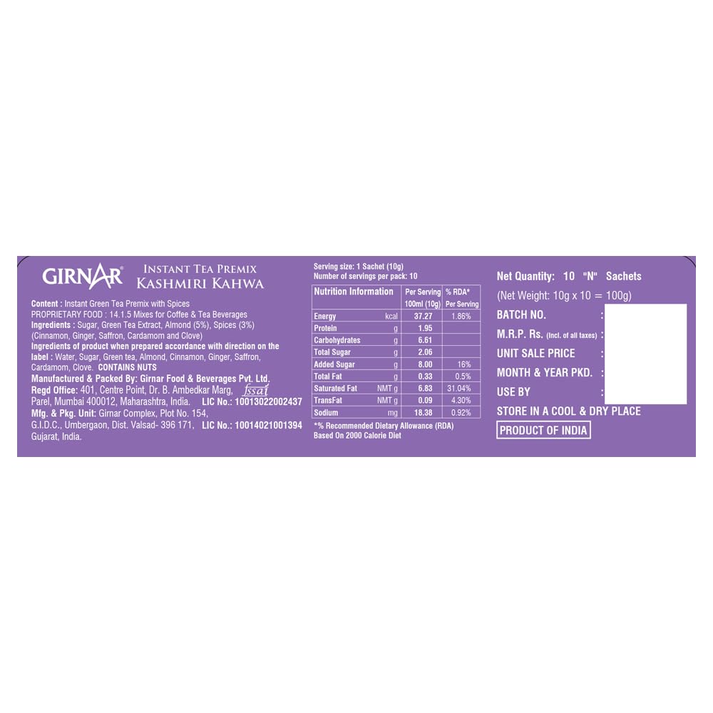 Girnar Kashmiri Kahwa 10 Sachets