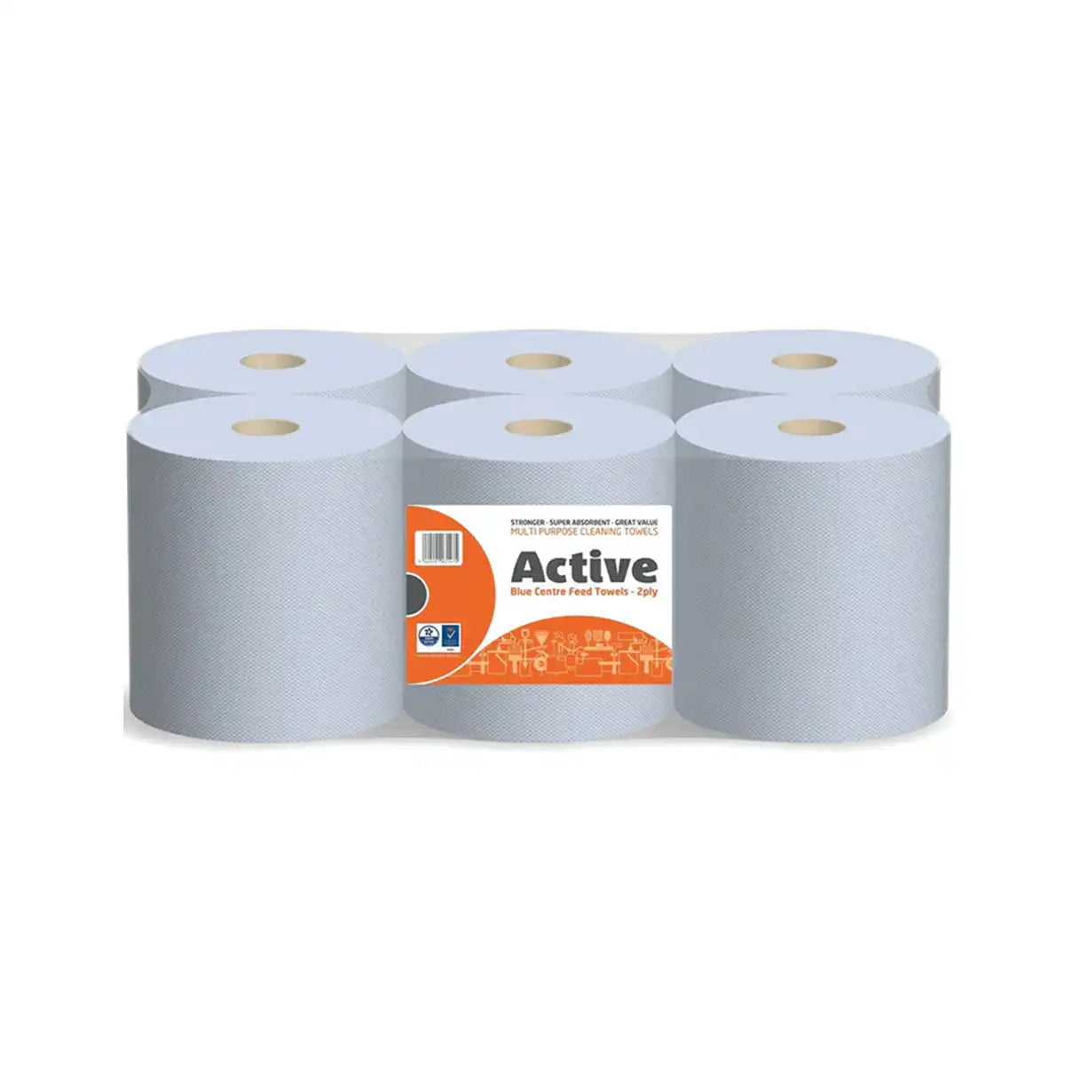 Active Blue Centre Feed Towels Pack of 6