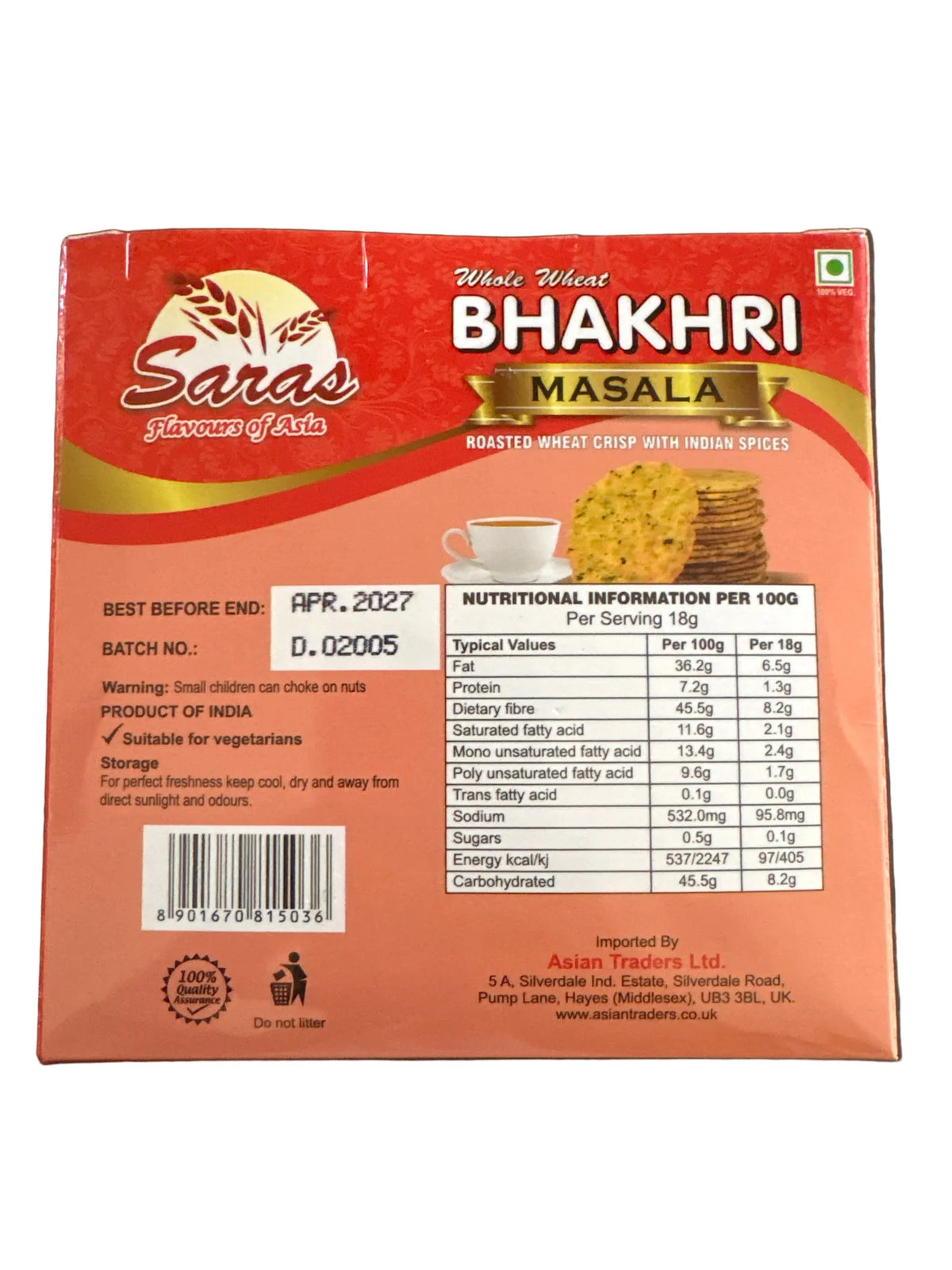 Saras Masala Bhakhri 180g
