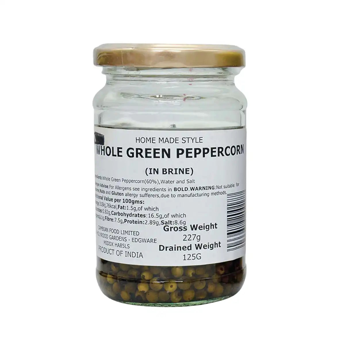 Cambian Home Made Style Whole Green Peppercorn in Brine 227g