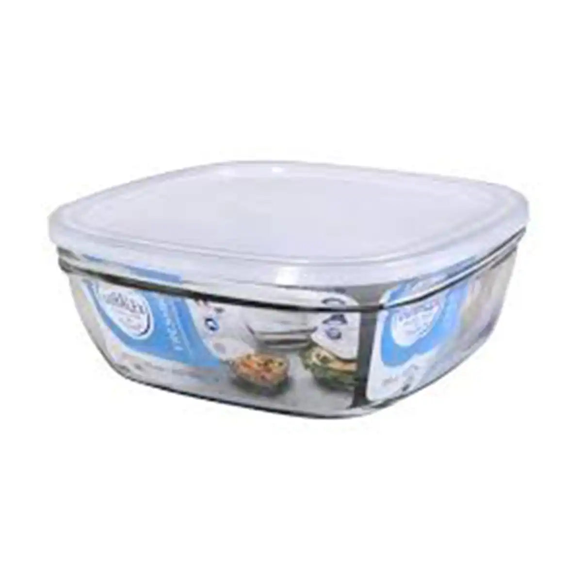 Duralex FreshBox Square Glass Bowls With Frosted Lid 23cm 310cl 109L