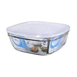 Duralex FreshBox Square Glass Bowls With Frosted Lid 23cm 310cl 109L