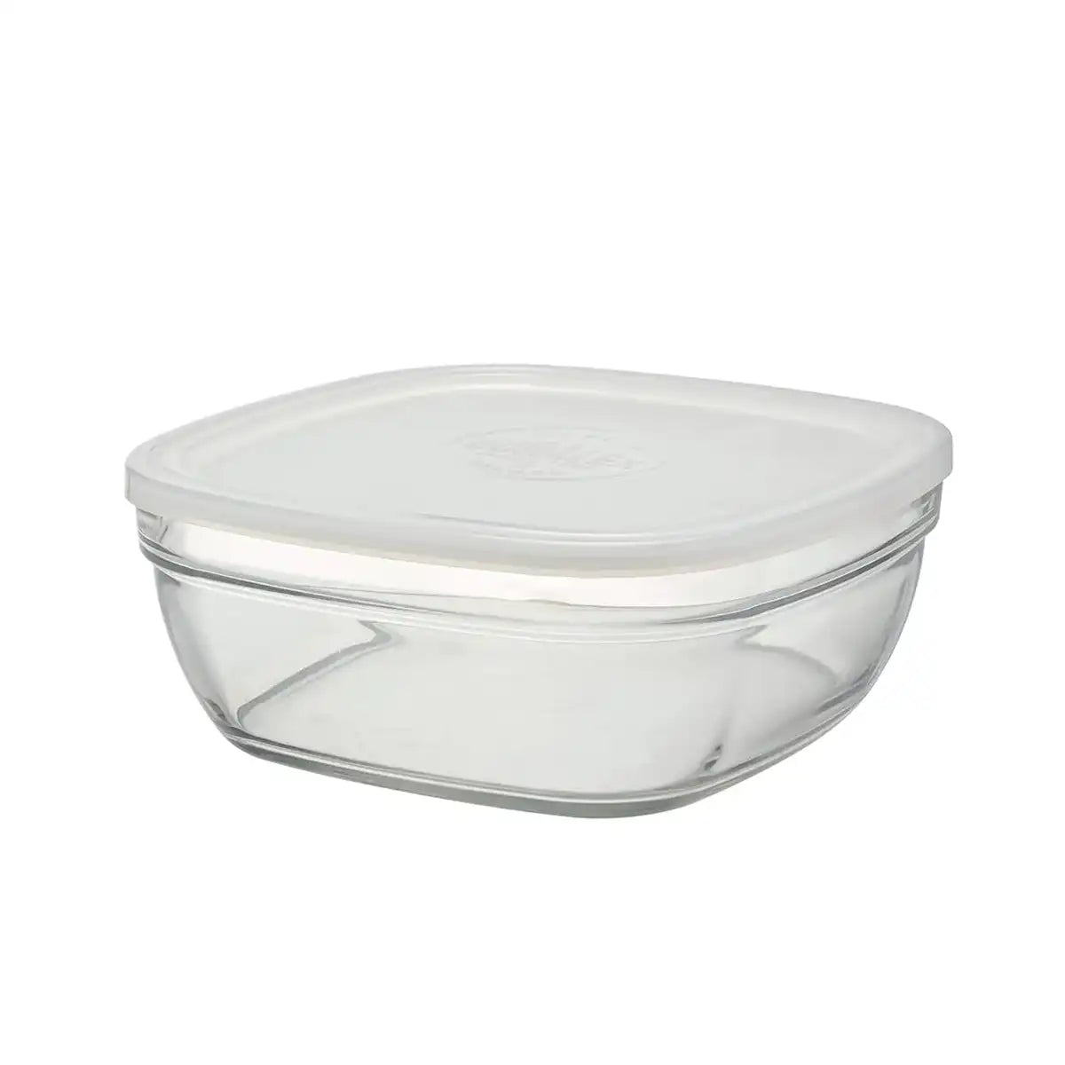 Duralex FreshBox Square Glass Bowls With Frosted Lid 20cm 2Litres