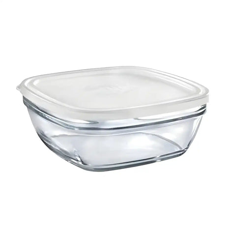 Duralex FreshBox Square Glass Bowls With Frosted Lid 23cm 310cl 109L