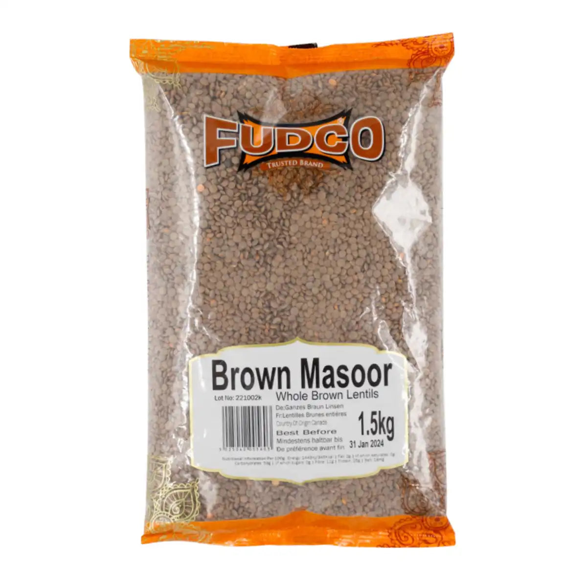 Fudco Brown Masoor 1.5kg Whole