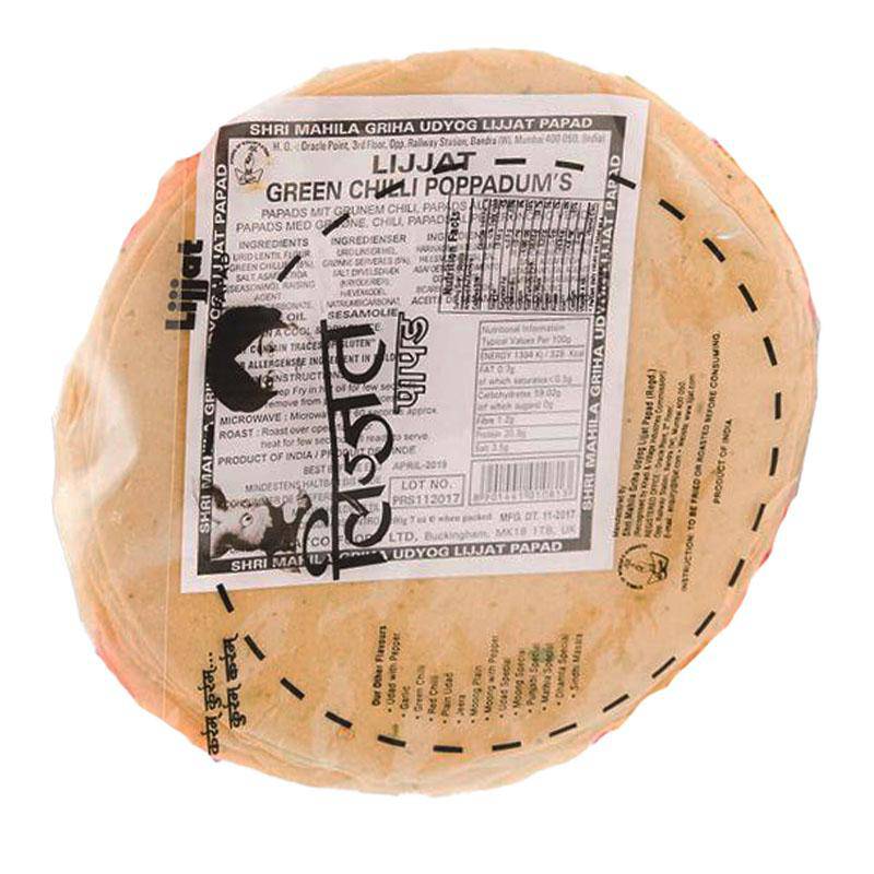 Lijjat Green Chillies Papad 200g